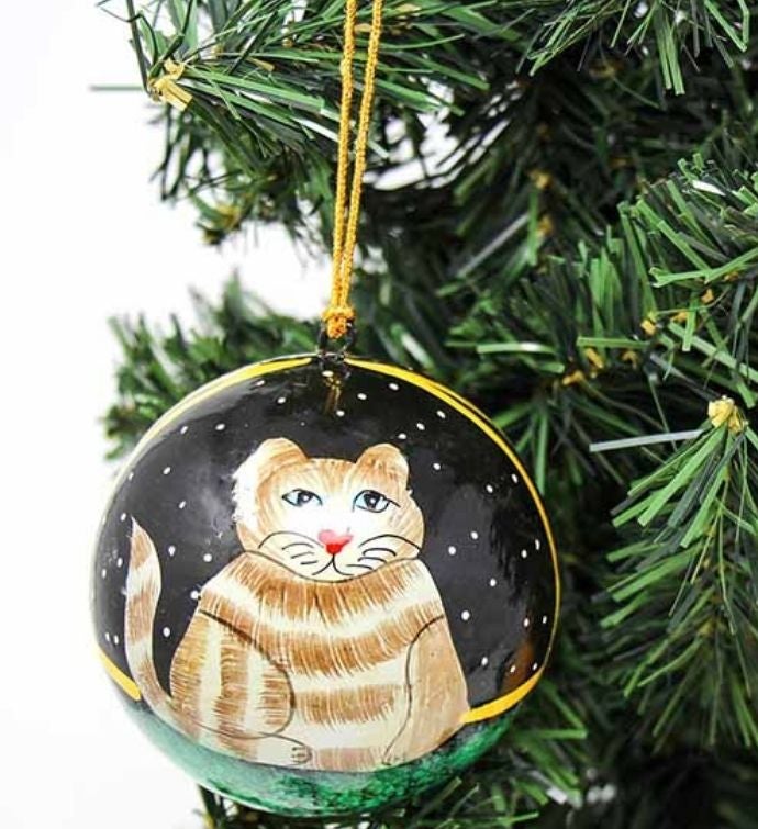 Handpainted Ornament Fat Cat